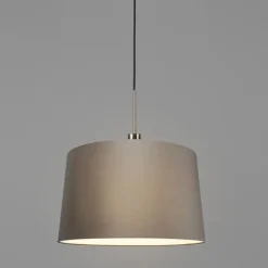 QAZQA Pendelleuchten|Wohnzimmerlampen*Moderne Hängelampe Stahl mit Schirm 45 cm Taupe - Combi 1