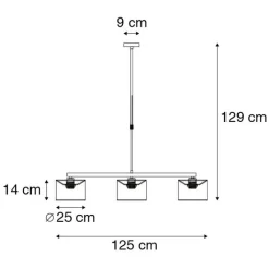 QAZQA Pendelleuchten|Wohnzimmerlampen*Moderne Hängelampe Stahl mit weißen Schirmen 3-flammig - VT