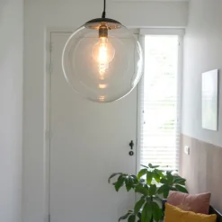 QAZQA Pendelleuchten|Wohnzimmerlampen*Moderne Hängelampe transparent 35 cm - Pallon