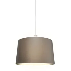 QAZQA Pendelleuchten|Wohnzimmerlampen*Moderne Hängelampe weiß mit Schirm 45 cm taupe - Combi 1