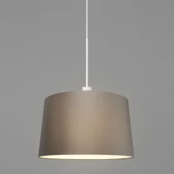 QAZQA Pendelleuchten|Wohnzimmerlampen*Moderne Hängelampe weiß mit Schirm 45 cm taupe - Combi 1