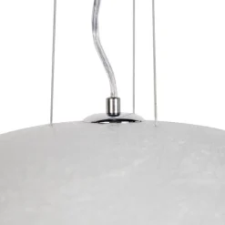 QAZQA Pendelleuchten|Wohnzimmerlampen*Moderne Hängelampe Weiß mit Silber 70cm - Magna