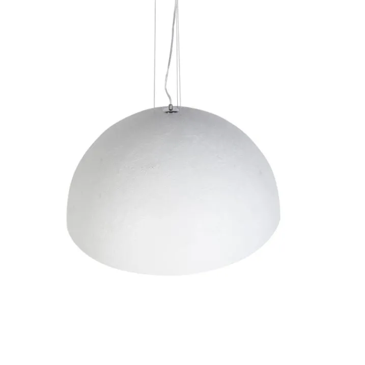 QAZQA Pendelleuchten|Wohnzimmerlampen*Moderne Hängelampe Weiß mit Silber 70cm - Magna