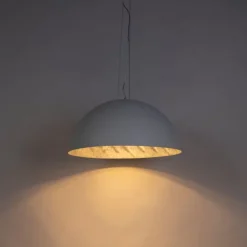 QAZQA Pendelleuchten|Wohnzimmerlampen*Moderne Hängelampe Weiß mit Silber 70cm - Magna