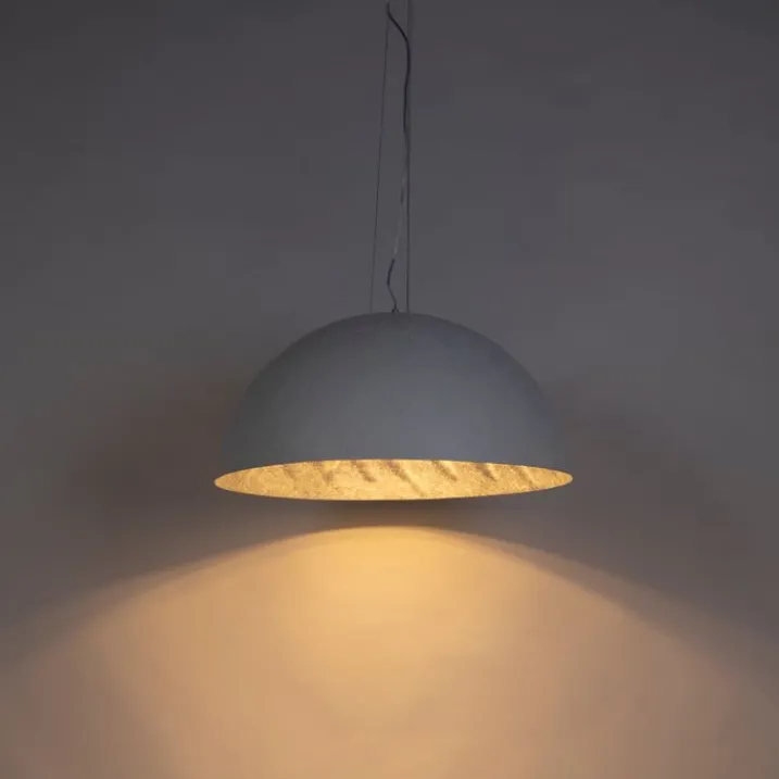 QAZQA Pendelleuchten|Wohnzimmerlampen*Moderne Hängelampe Weiß mit Silber 70cm - Magna