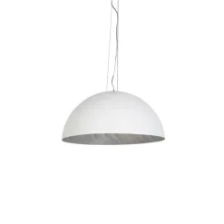 QAZQA Pendelleuchten|Wohnzimmerlampen*Moderne Hängelampe Weiß mit Silber 70cm - Magna