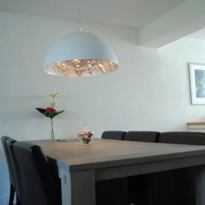 QAZQA Pendelleuchten|Wohnzimmerlampen*Moderne Hängelampe Weiß mit Silber 70cm - Magna