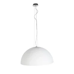 QAZQA Pendelleuchten|Wohnzimmerlampen*Moderne Hängelampe Weiß mit Silber 70cm - Magna