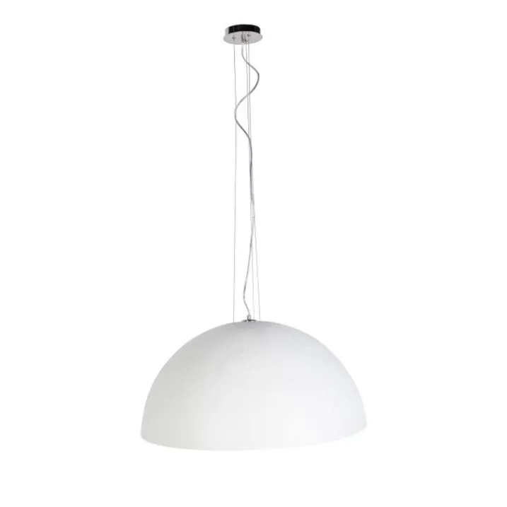QAZQA Pendelleuchten|Wohnzimmerlampen*Moderne Hängelampe Weiß mit Silber 70cm - Magna