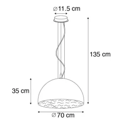 QAZQA Pendelleuchten|Wohnzimmerlampen*Moderne Hängelampe Weiß mit Silber 70cm - Magna