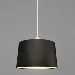 QAZQA Pendelleuchten|Esszimmerlampen*Moderne Hängelampe weiß mit Schirm 45 cm schwarz - Combi 1