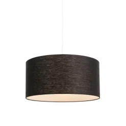 QAZQA Pendelleuchten|Wohnzimmerlampen*Moderne Hängelampe weiß mit schwarzem Schirm 50 cm - Combi 1
