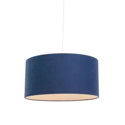 QAZQA Pendelleuchten|Wohnzimmerlampen*Moderne Hängelampe weiß mit antikblauem Schirm 50 cm - Combi 1