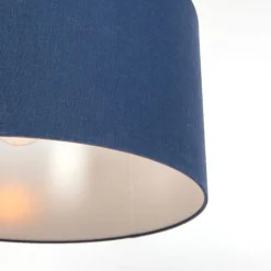 QAZQA Pendelleuchten|Wohnzimmerlampen*Moderne Hängelampe weiß mit antikblauem Schirm 50 cm - Combi 1