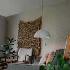 QAZQA Pendelleuchten|Wohnzimmerlampen*Moderne Hängelampe weiß mit Silber 50cm - Magna