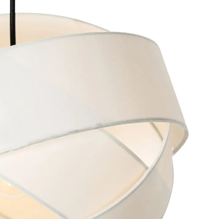 QAZQA Küchenlampen|Pendelleuchten*Moderne Hängelampe Weiß mit Schwarz - Cloth