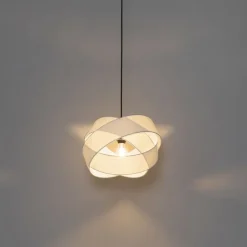 QAZQA Küchenlampen|Pendelleuchten*Moderne Hängelampe Weiß mit Schwarz - Cloth