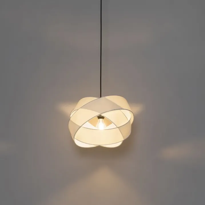 QAZQA Küchenlampen|Pendelleuchten*Moderne Hängelampe Weiß mit Schwarz - Cloth