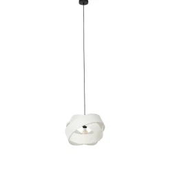 QAZQA Küchenlampen|Pendelleuchten*Moderne Hängelampe Weiß mit Schwarz - Cloth