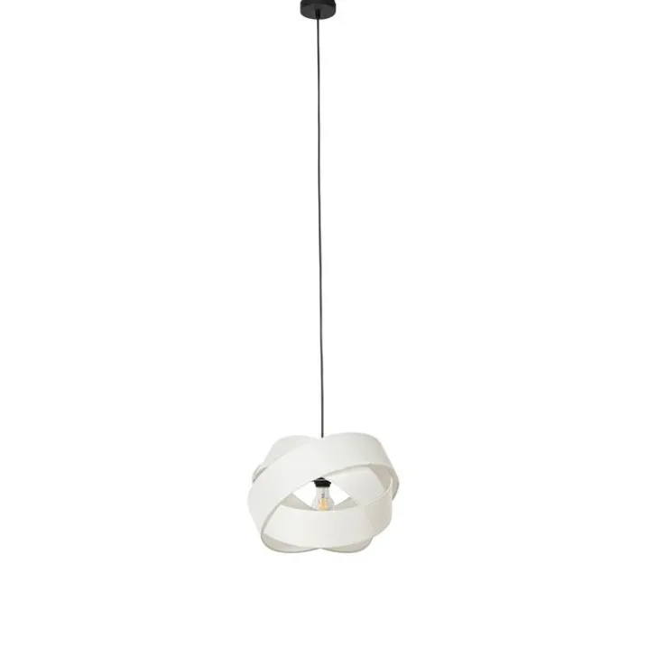 QAZQA Küchenlampen|Pendelleuchten*Moderne Hängelampe Weiß mit Schwarz - Cloth