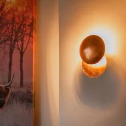 QAZQA Wandleuchten|Wohnzimmerlampen*Moderne Kupferfarbene Runde Wandleuchte 20cm - Sunrise