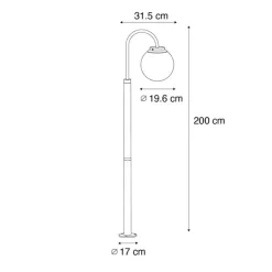 QAZQA Gartenbeleuchtung|Laternen Außen*Moderne Laterne schwarz mit Klarglas 200 cm IP44 - Sfera