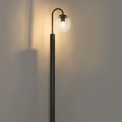 QAZQA Gartenbeleuchtung|Laternen Außen*Moderne Laterne schwarz mit Klarglas 200 cm IP44 - Sfera