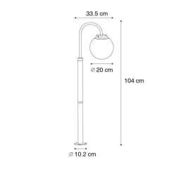QAZQA Gartenbeleuchtung|Laternen Außen*Moderne Laterne schwarz mit Klarglas 104 cm IP44 - Sfera