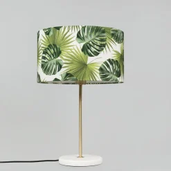 QAZQA Tischlampen|Wohnzimmerlampen*Moderne Messing Tischlampe mit Blattschirm 35 cm - Kaso