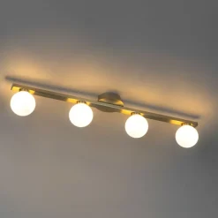 QAZQA Badezimmerlampen|Deckenleuchten Außen*Moderne Messing-Deckenleuchte IP44 4-flammig - Cederic