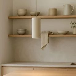 QAZQA Schlafzimmerlampen|Küchenlampen*Moderne Pendelleuchte Beige GU10 50mm rund - Tubo