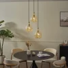 QAZQA Küchenlampen|Esszimmerlampen*Moderne Pendelleuchte Gold mit bernsteinfarbenem Glas 3-flammig - Traditional