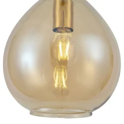 QAZQA Küchenlampen|Esszimmerlampen*Moderne Pendelleuchte Gold mit bernsteinfarbenem Glas 3-flammig - Traditional