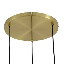 QAZQA Küchenlampen|Esszimmerlampen*Moderne Pendelleuchte Gold mit bernsteinfarbenem Glas 3-flammig - Traditional