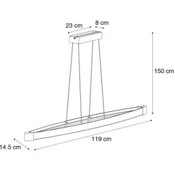 Honsel Led-Pendelleuchten|Pendelleuchten*Moderne Pendelleuchte schwarz inkl. LED 3-stufig dimmbar - Dasha