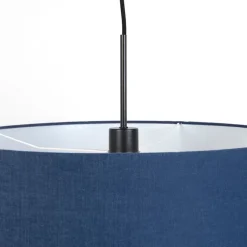 QAZQA Pendelleuchten|Wohnzimmerlampen*Moderne Pendelleuchte schwarz mit antikblauem Lampenschirm 50 cm - Combi 1