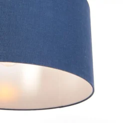 QAZQA Pendelleuchten|Wohnzimmerlampen*Moderne Pendelleuchte schwarz mit antikblauem Lampenschirm 50 cm - Combi 1