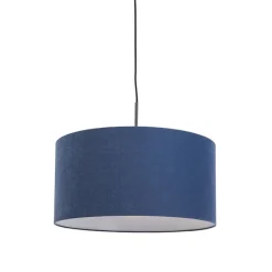 QAZQA Pendelleuchten|Wohnzimmerlampen*Moderne Pendelleuchte schwarz mit antikblauem Lampenschirm 50 cm - Combi 1