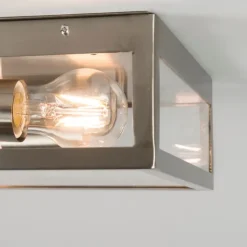 QAZQA Gartenbeleuchtung|Deckenleuchten Außen*Moderne quadratische Außendeckenleuchte stahl zweiflammig - Rotterdam