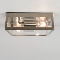 QAZQA Gartenbeleuchtung|Deckenleuchten Außen*Moderne quadratische Außendeckenleuchte stahl zweiflammig - Rotterdam