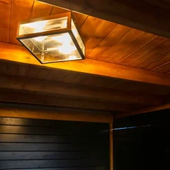 QAZQA Gartenbeleuchtung|Deckenleuchten Außen*Moderne quadratische Außendeckenleuchte stahl zweiflammig - Rotterdam