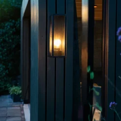 QAZQA Gartenbeleuchtung|Außenwandleuchten*Moderne rechteckige Außenwandleuchte schwarz mit Glas - Rotterdam Long