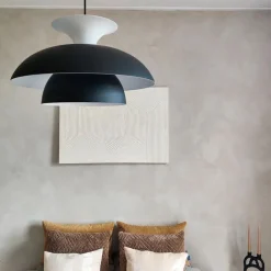 QAZQA Pendelleuchten|Wohnzimmerlampen*Moderne runde Pendelleuchte schwarz mit weiß 3 - Schichten - Titus