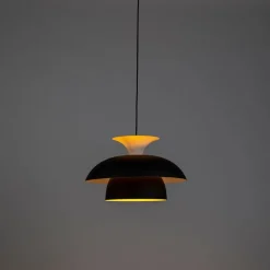 QAZQA Pendelleuchten|Wohnzimmerlampen*Moderne runde Pendelleuchte schwarz mit weiß 3 - Schichten - Titus