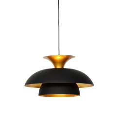 QAZQA Schlafzimmerlampen|Küchenlampen*Moderne runde Pendelleuchte schwarz mit Gold 3-Lagen - Titus