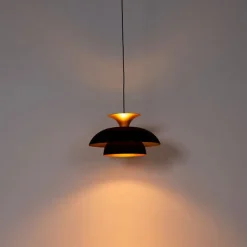 QAZQA Schlafzimmerlampen|Küchenlampen*Moderne runde Pendelleuchte schwarz mit Gold 3-Lagen - Titus