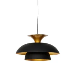 QAZQA Schlafzimmerlampen|Küchenlampen*Moderne runde Pendelleuchte schwarz mit Gold 3-Lagen - Titus