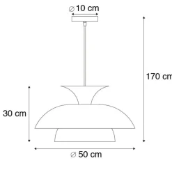 QAZQA Schlafzimmerlampen|Küchenlampen*Moderne runde Pendelleuchte schwarz mit Gold 3-Lagen - Titus