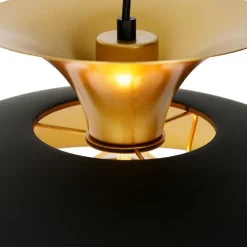 QAZQA Schlafzimmerlampen|Küchenlampen*Moderne runde Pendelleuchte schwarz mit Gold 3-Lagen - Titus