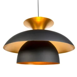 QAZQA Schlafzimmerlampen|Küchenlampen*Moderne runde Pendelleuchte schwarz mit Gold 3-Lagen - Titus